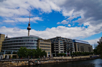 View of buildings in berlin mitte against cloudy sky