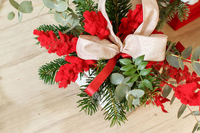 Close-up of christmas decorations on table