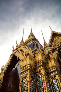 Low angle view of temple building against sky
