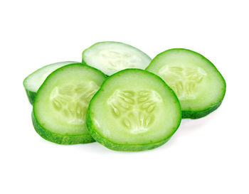 Close-up of green pepper against white background