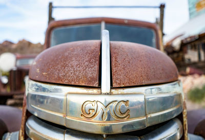 Close-up of rusty car