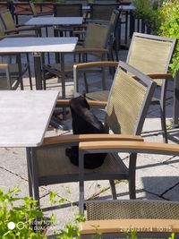 Empty chairs and tables in cafe