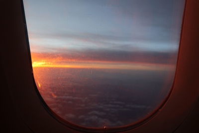 View of sky seen through airplane window