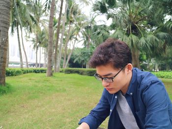 Young man at park