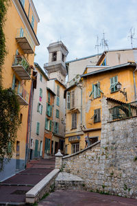 Low angle view of buildings in town