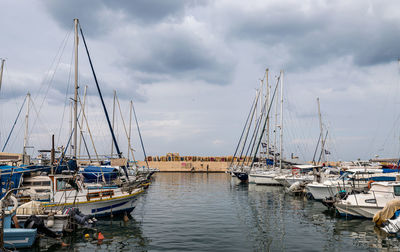 Sailboats in marina