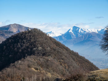 Landscape of the san zeno hermitage from valle intelvi