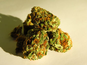 High angle view of vegetables against white background