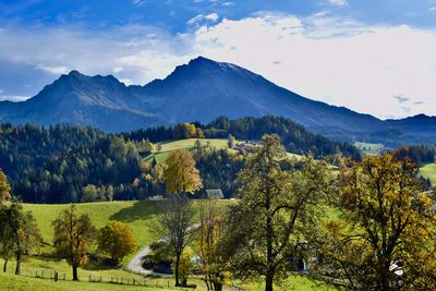 Scenic view of mountains against sky