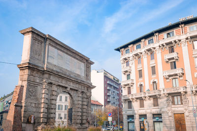 Low angle view of buildings against sky