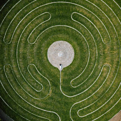High angle view of person in maze