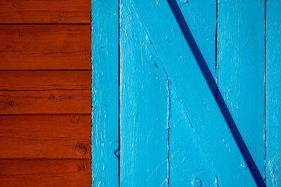 Full frame shot of blue wooden door