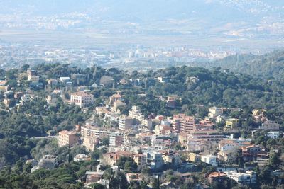 High angle view of townscape against sky