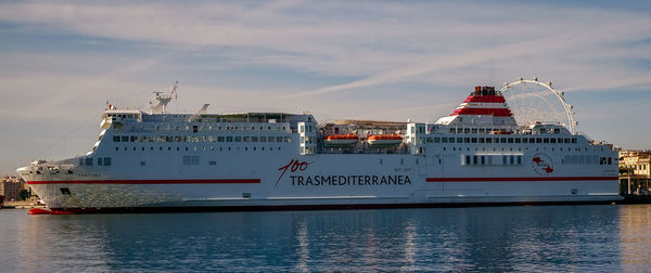 Ship in sea against sky