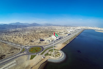 High angle view of bridge over road against sky