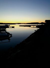 Scenic view of sea against clear sky during sunset