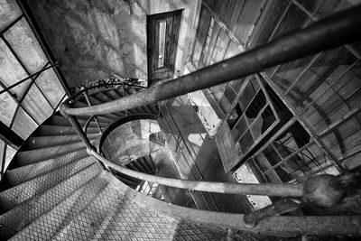 High angle view of spiral staircase