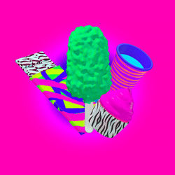 Digital composite image of multi colored umbrella
