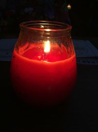 Close-up of candles on table