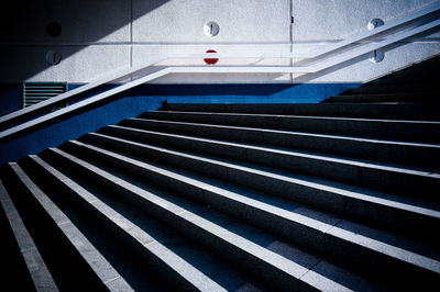 High angle view of staircase in subway