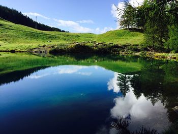 Scenic view of lake against sky