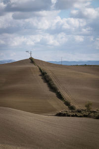 Scenic view of land road against sky