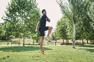 Man practicing sports in a park