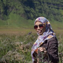 Portrait of smiling man on field