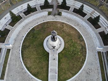 High angle view of spiral staircase of building