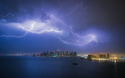 Sky over city at night