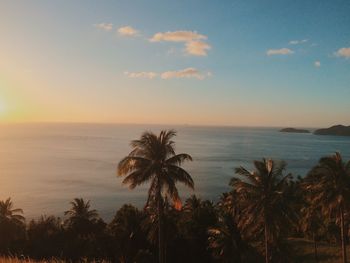 Scenic view of sea against sky at sunset