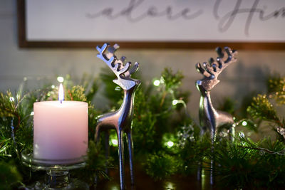 Close-up of illuminated christmas decorations