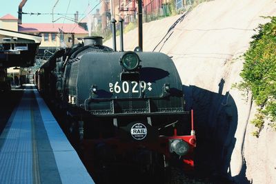 Information sign on train in city