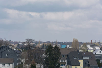 High angle view of townscape against sky