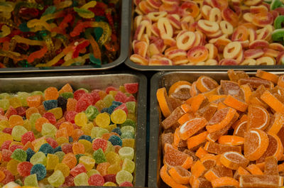 Close-up of multi colored candies for sale