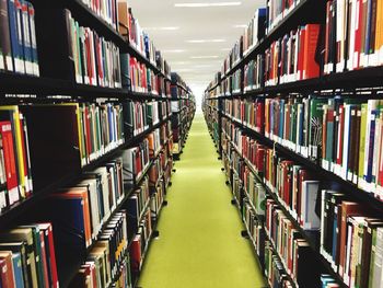 Row of books in library