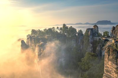 Scenic view of landscape against sky during sunset