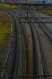 High angle view of railroad tracks