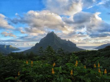 Scenic view of mountains against sky