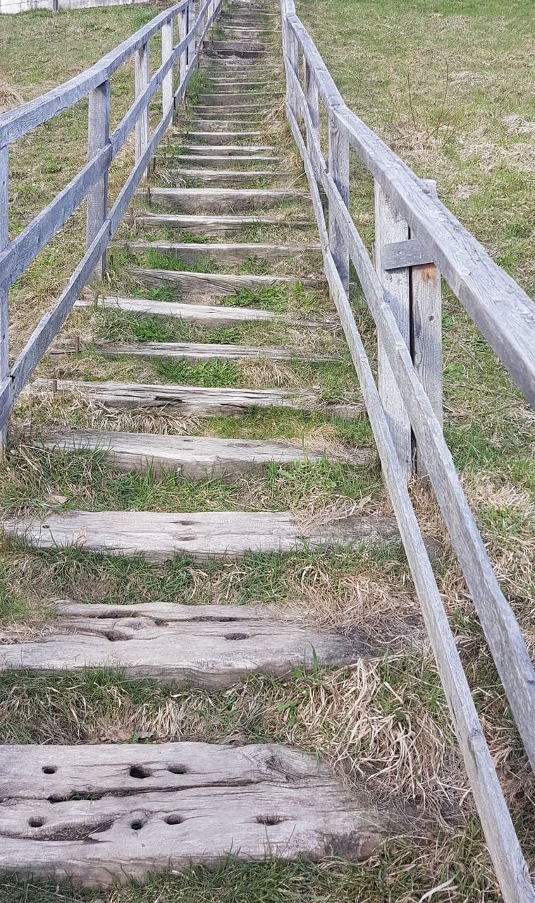 HIGH ANGLE VIEW OF STEPS AND FOOTBRIDGE