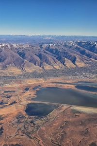 Wasatch front rocky mountain range aerial view from airplane in fall salt lake salt lake city utah