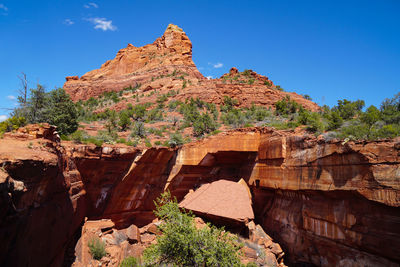 Scenic view of rock formation against clear sky