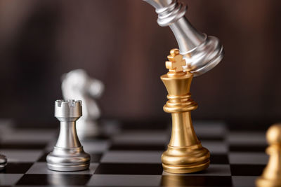 Close-up of chess pieces