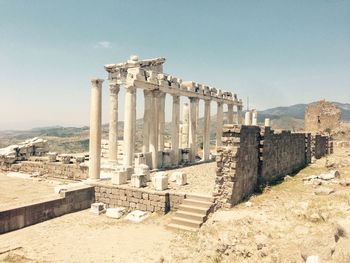 View of old ruins against clear sky