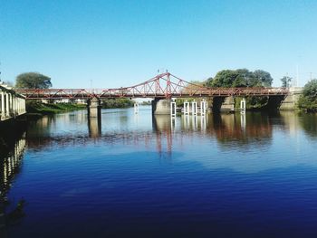 Bridge over river against clear sky