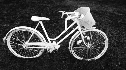 High angle view of bicycle on field