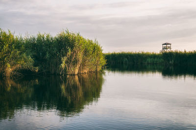Scenic view of lake against sky