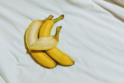 High angle view of yellow fruit on bed