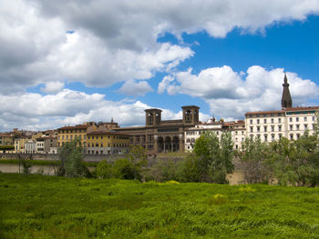 View of buildings against cloudy sky
