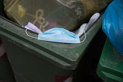 High angle view of plastic bag